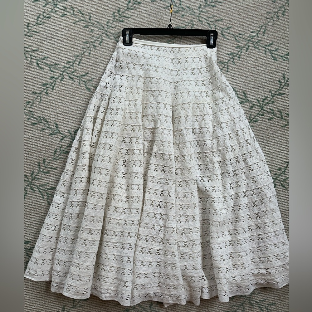 LoveShackFancy Cotton Lace Midi Skirt. Size 0